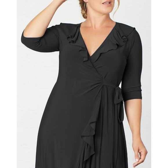 Kiyonna Dress Maritime Style 1X Maxi True Ruffles Neck Hemline Party Slimming - Picture 3 of 7